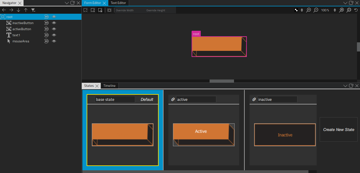 "Button type in Form Editor and States"