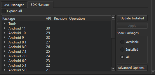 "Android SDK Manager"