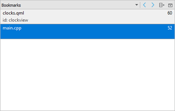 "Listing bookmarks in Bookmarks view"