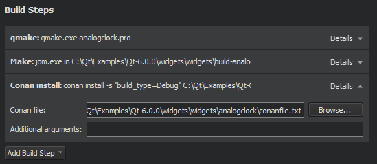 "Conan Install build step"