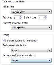 "Text Editor Behavior options"