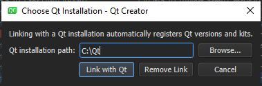 "Choose Qt Installation dialog"