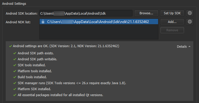 "Android NDK and SDK checks"
