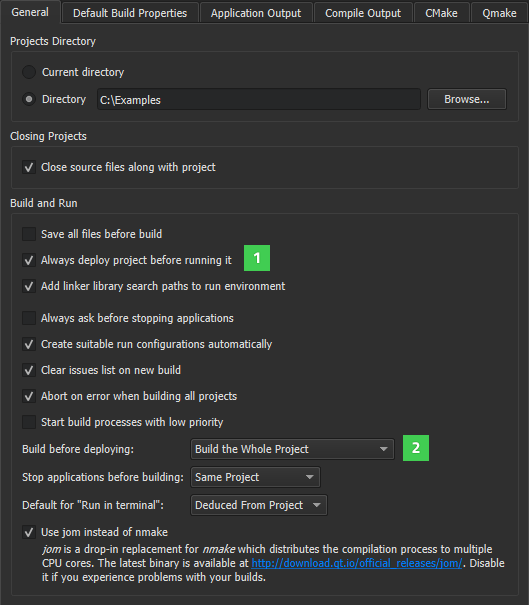 "Project General Options"