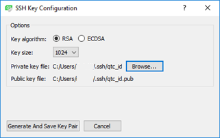 "SSH Key Configuration dialog"