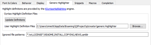 "Generic Highlighter options"