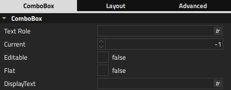 "Combo box properties"