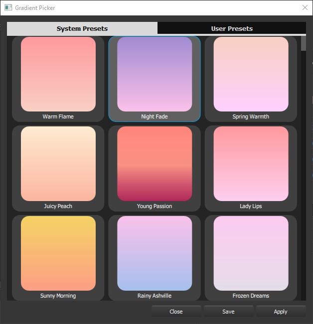 "Gradient Picker dialog"